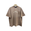 Paly Hollywood Letter Print Distressed Pocket Washed Crew Neck T Shirt