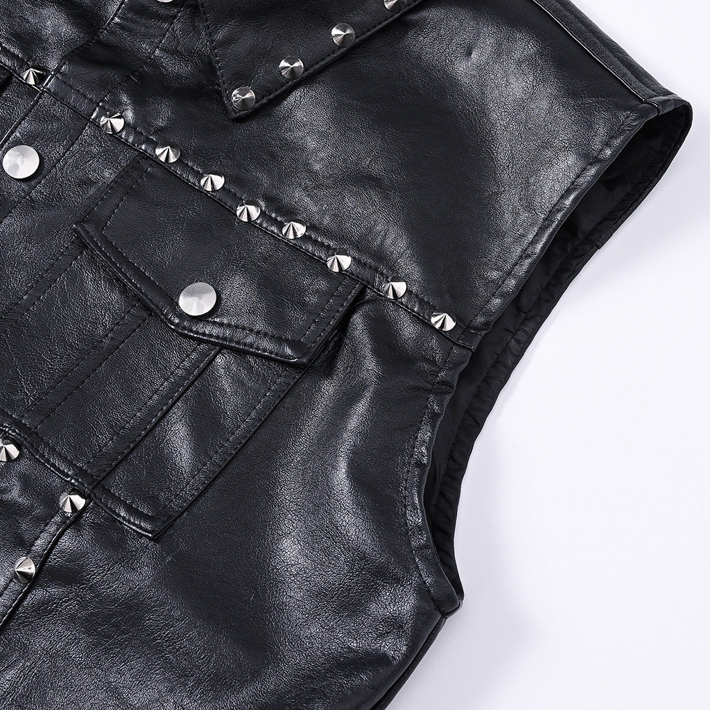 Studded Biker Punk Faux Leather Vest Unisex