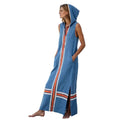 Women's Hooded Striped-Trim Sleeveless Maxi Beach Cover-Up