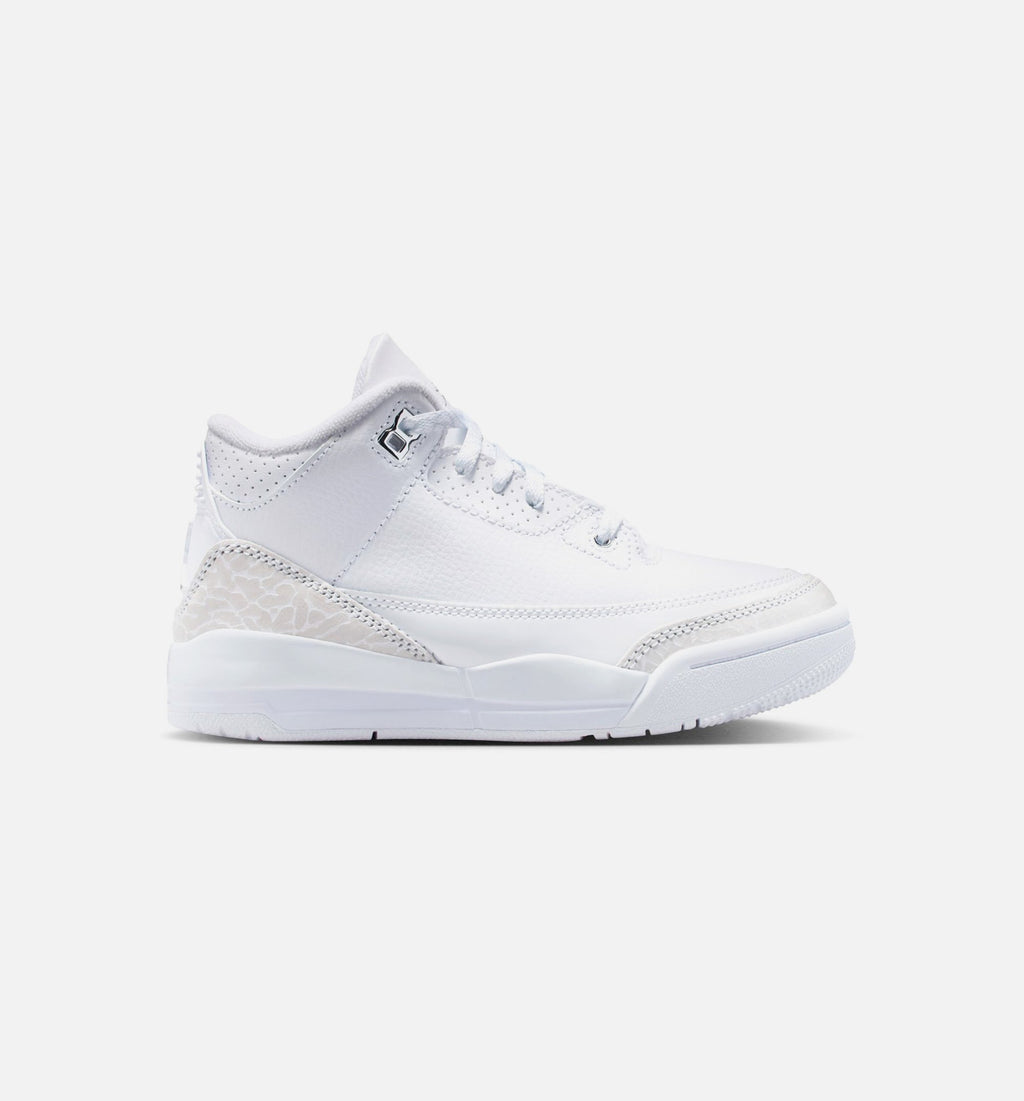 Air Jordan 3 Retro White and Silver – Preschool Lifestyle Shoe in White/Metallic Silver