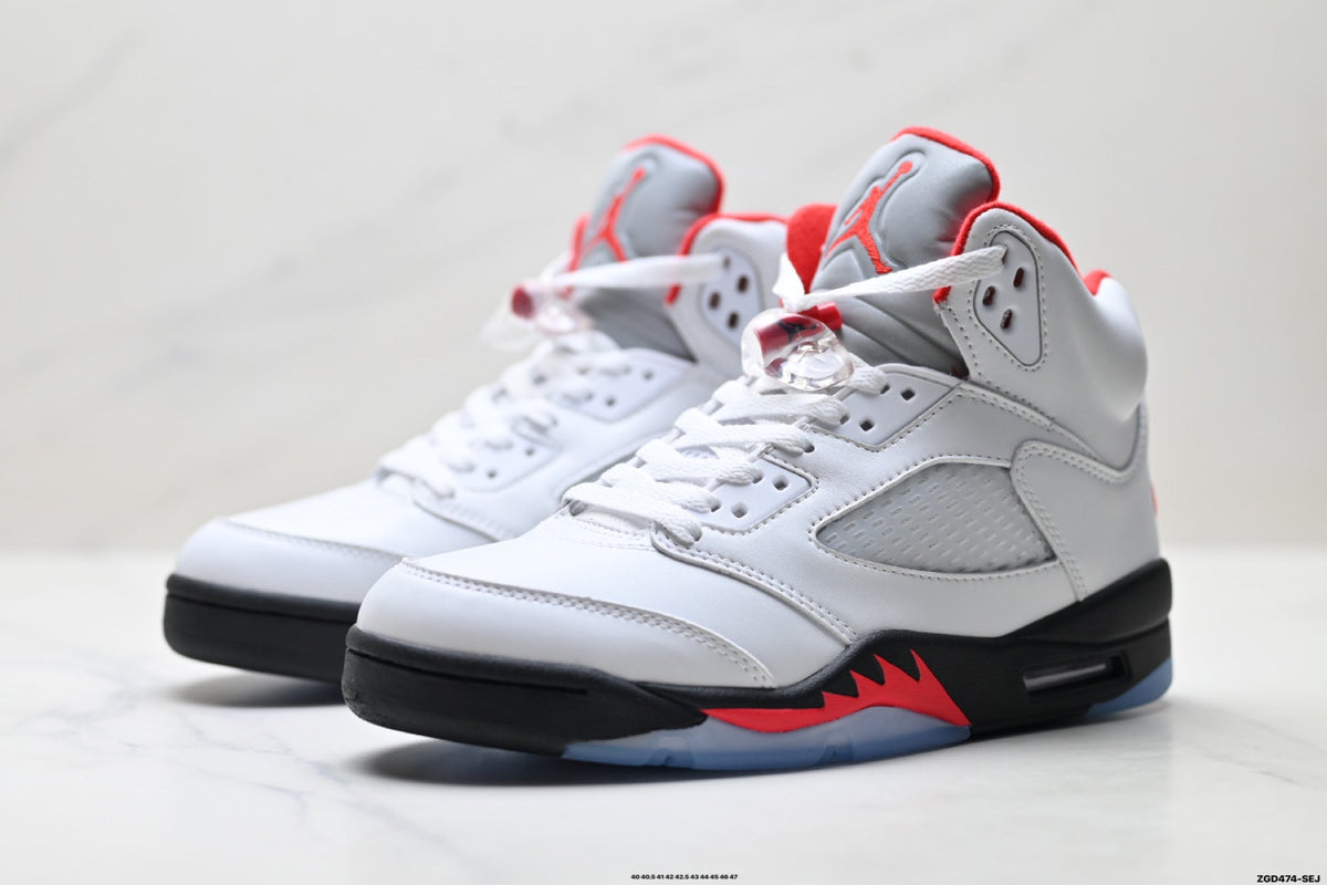 Air Jordan 5 Retro White Fire Red Ice Sneakers