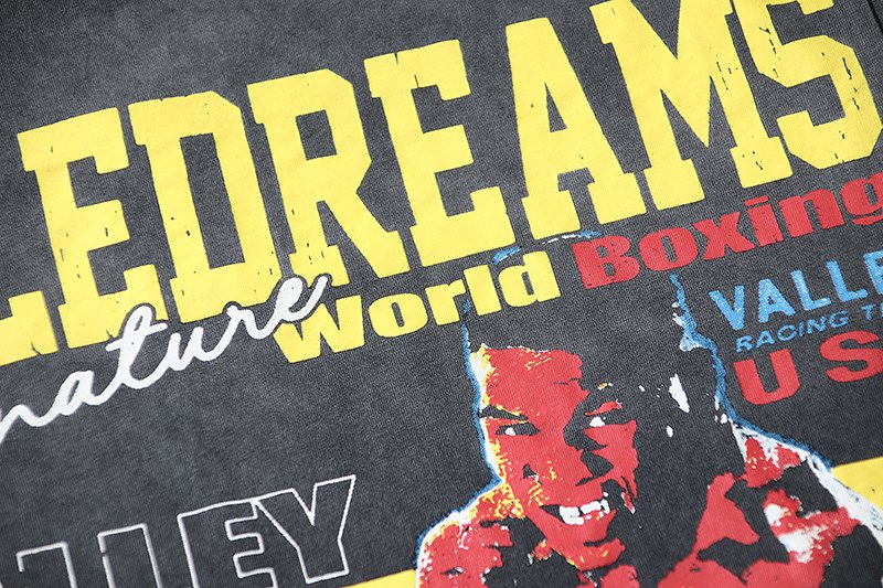 VALE USA Washed Black Boxing Graphic T-Shirt
