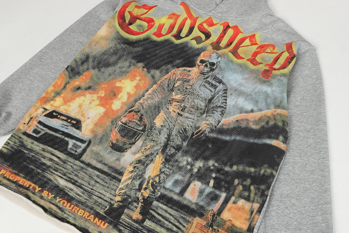 Godspeed Gray Racing Graphic Pullover Hoodie