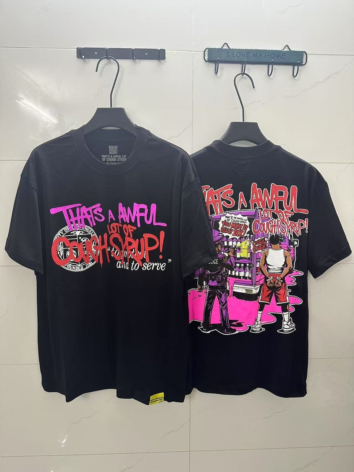 THAT'S A AWFUL LOT OF COUGH SYRUP Black Graphic T-Shirt