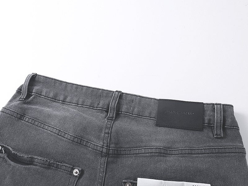 Purple Brand Charcoal Gray Paint-Splatter Cargo Jeans