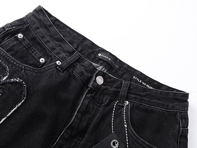 Purple Brand Black Graphic Patch Jeans