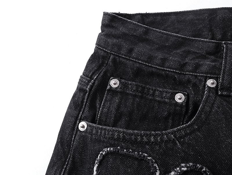 Purple Brand Black Graphic Patch Jeans