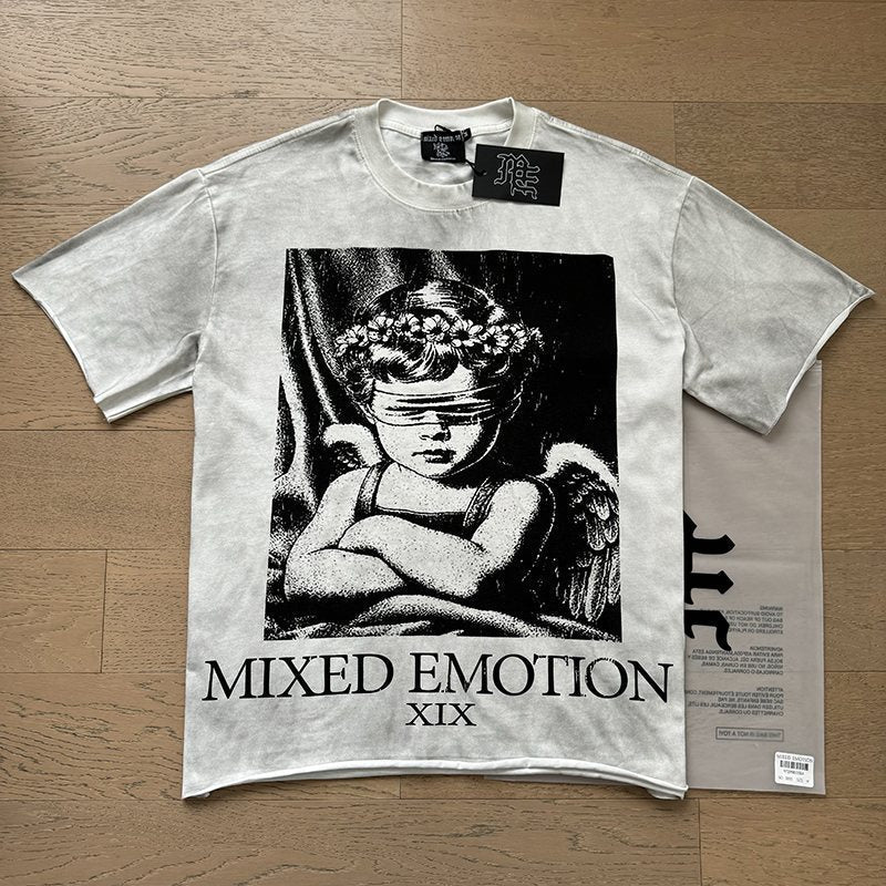 MIXED EMOTION Angel Back-Print Short-Sleeve T-Shirt