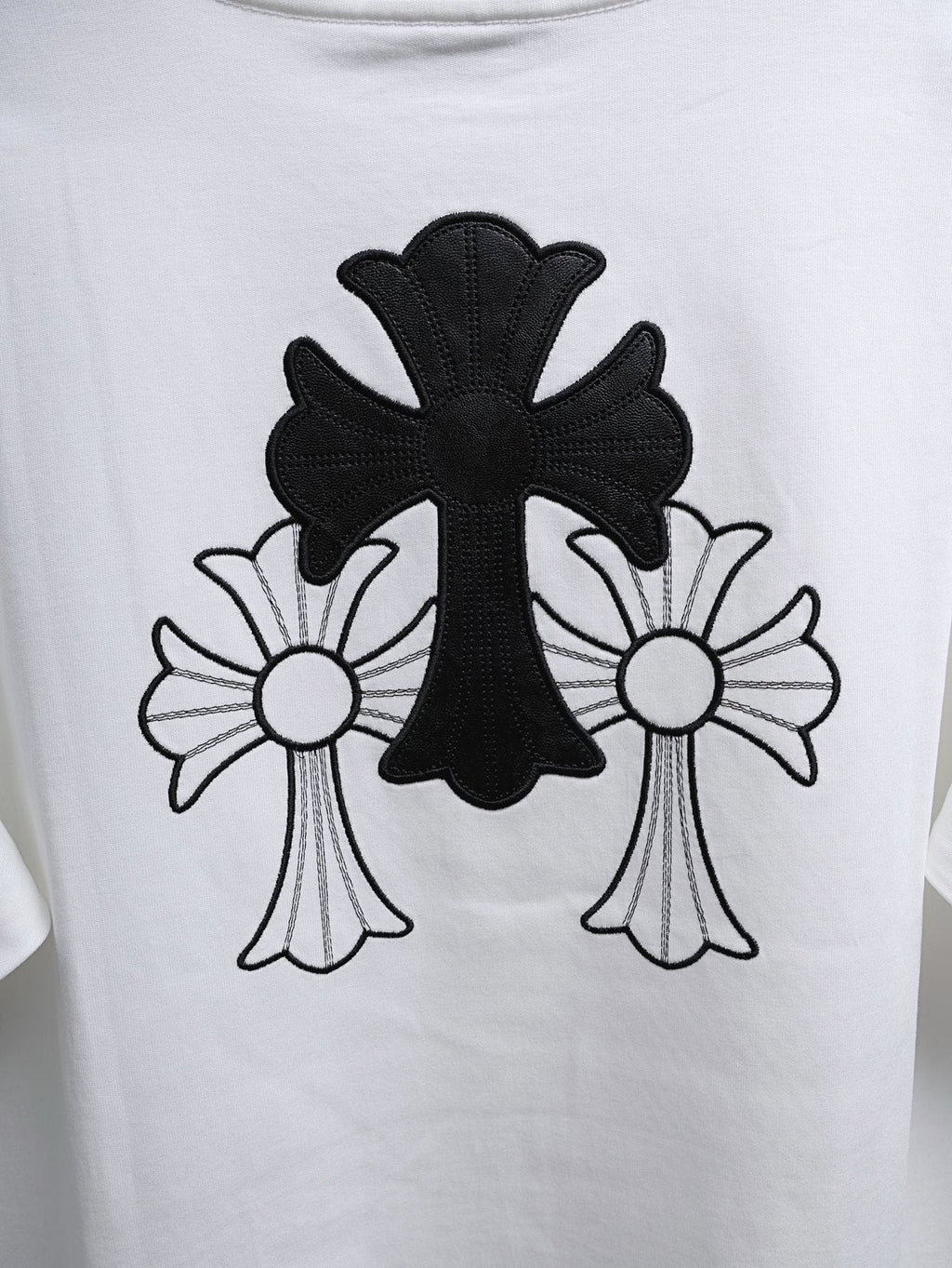 Chrome Hearts Cross & Floral Embroidered T-Shirt