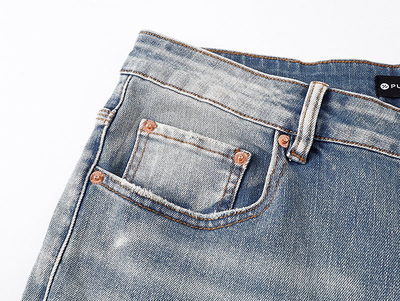 Purple Brand Light Blue Paint-Splatter Distressed Jeans
