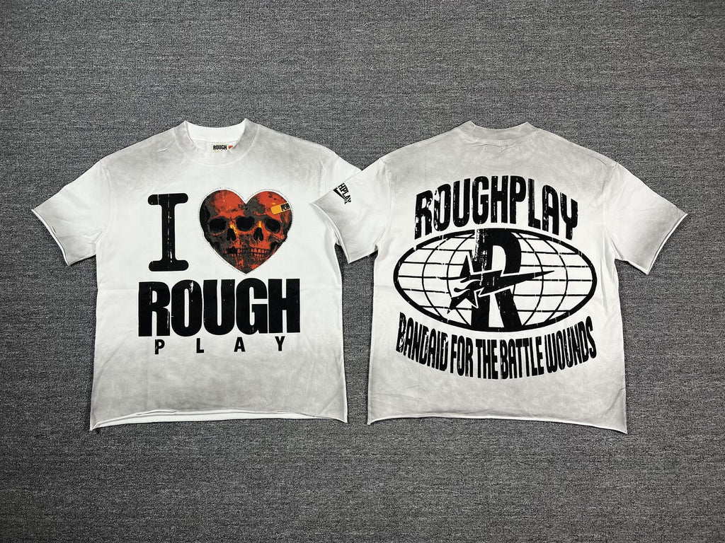 Rough Play Skull Heart Washed Graphic T-Shirt