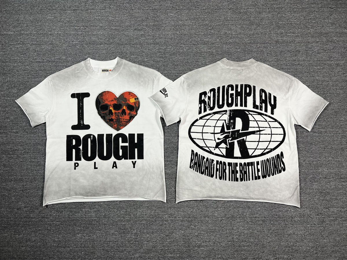 Rough Play Skull Heart Washed Graphic T-Shirt