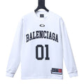 Balenciaga 01 Graphic Logo Long Sleeve T-Shirt White