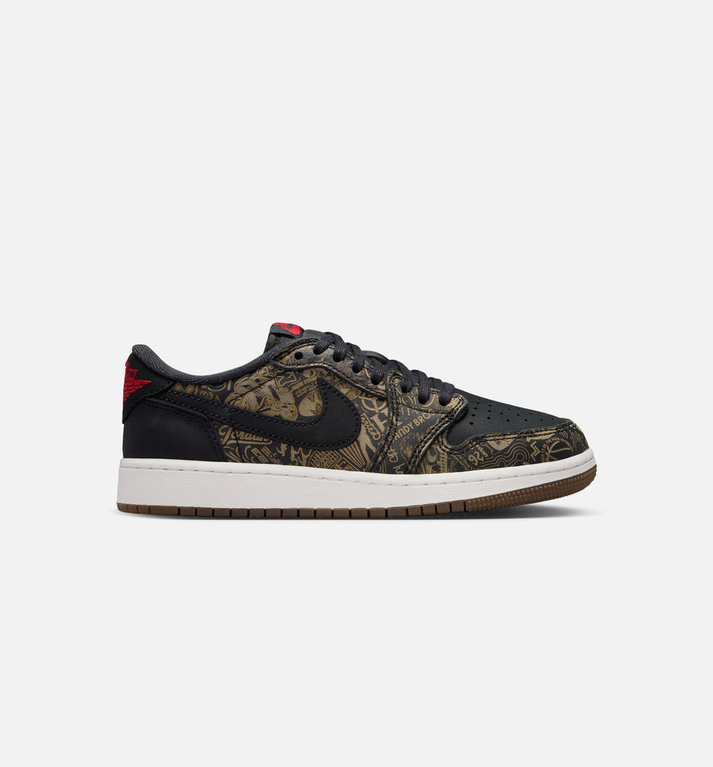 Air Jordan 1 Retro Low OG Laser Black And Varsity Red Grade School Shoes - Black Varsity Red White