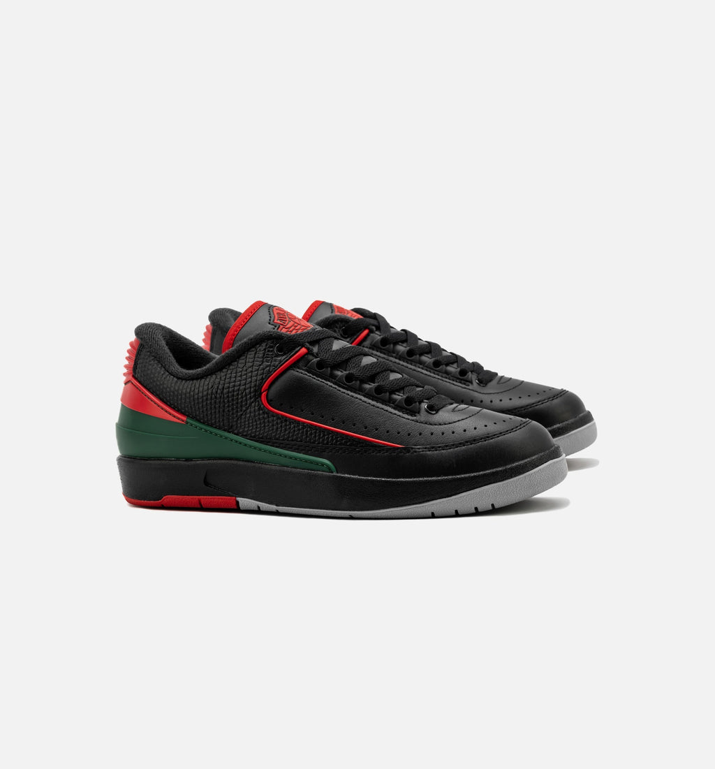 Air Jordan 2 Retro Low Christmas Big Kids' Sneakers - Black / Fire Red / Cement Grey