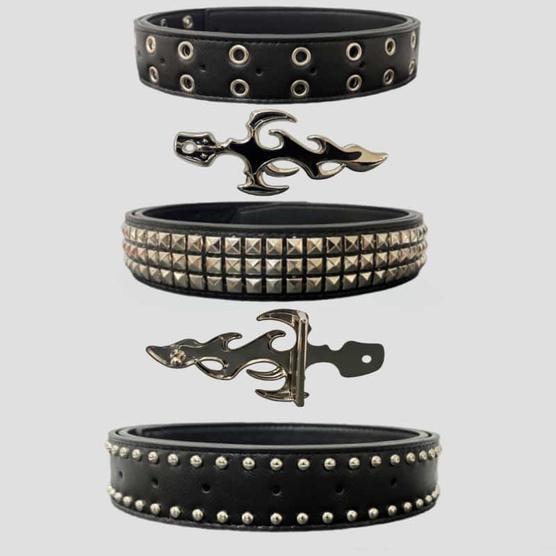 Gothic Flame Cross Leather Belt Punk Metal Buckle Subculture Waist