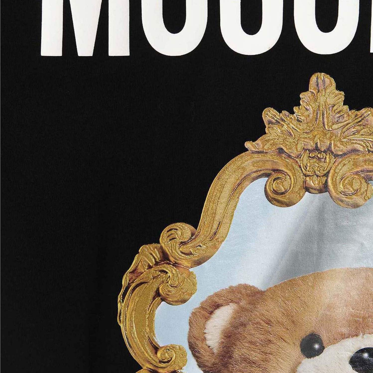 Moschino T-shirt Teddy Bear Photo Pattern Round Neck T-shirt Couple