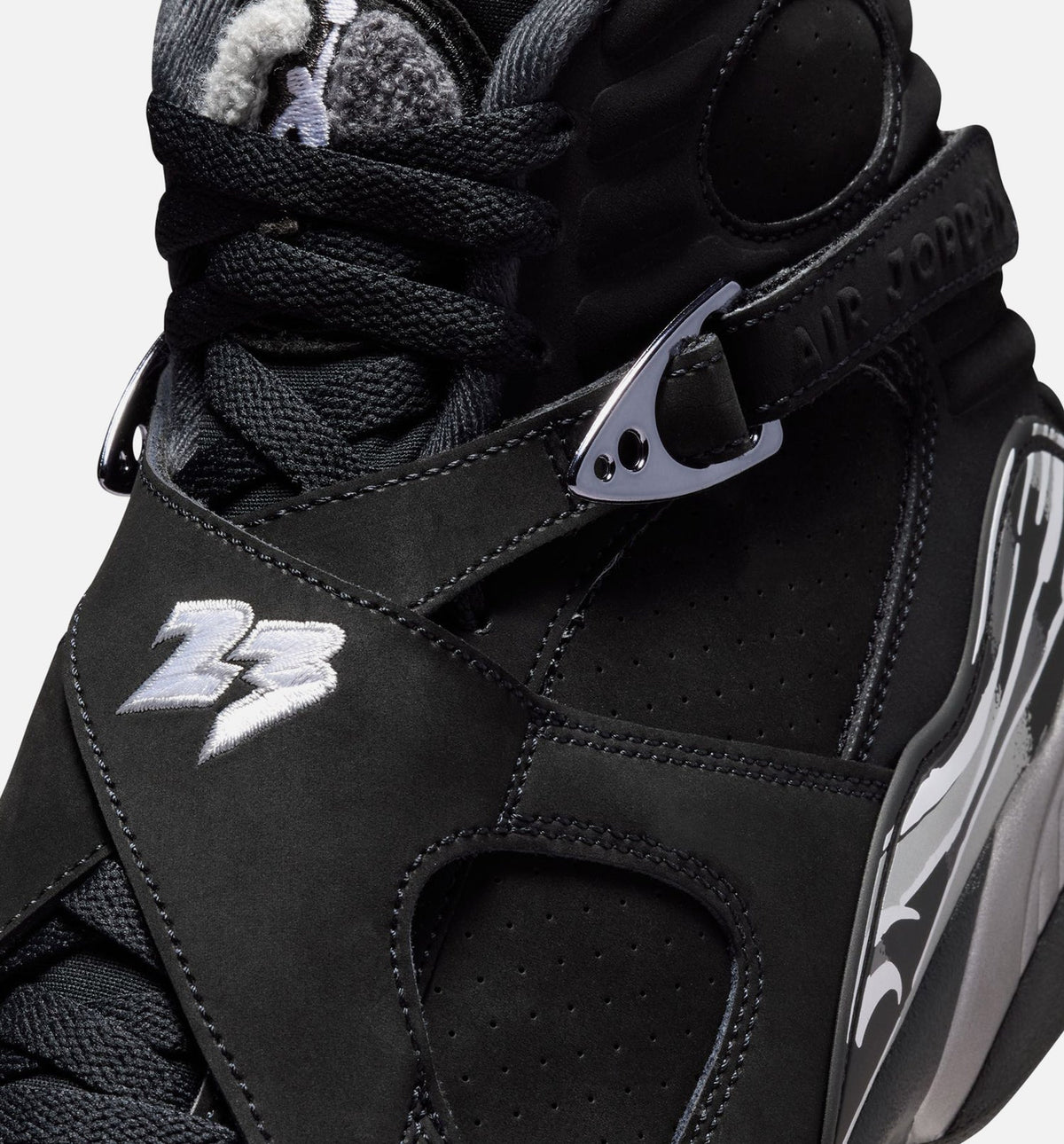 Air Jordan 8 Retro Chrome Black Men's Lifestyle Shoes - Black/White/Light Graphite
