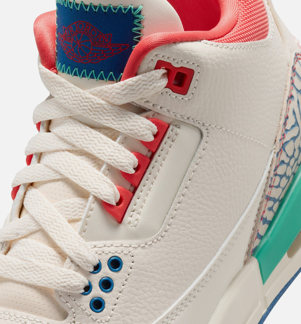 Air Jordan 3 Retro 'Play Your Way' Grade School - Chalk/Track Red/True Blue/Kinetic Green