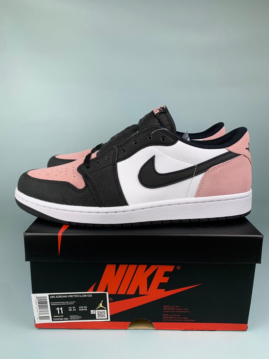 Air Jordan 1 Low Bleached Coral Black/Pink Unisex Sneakers CZ0790-061