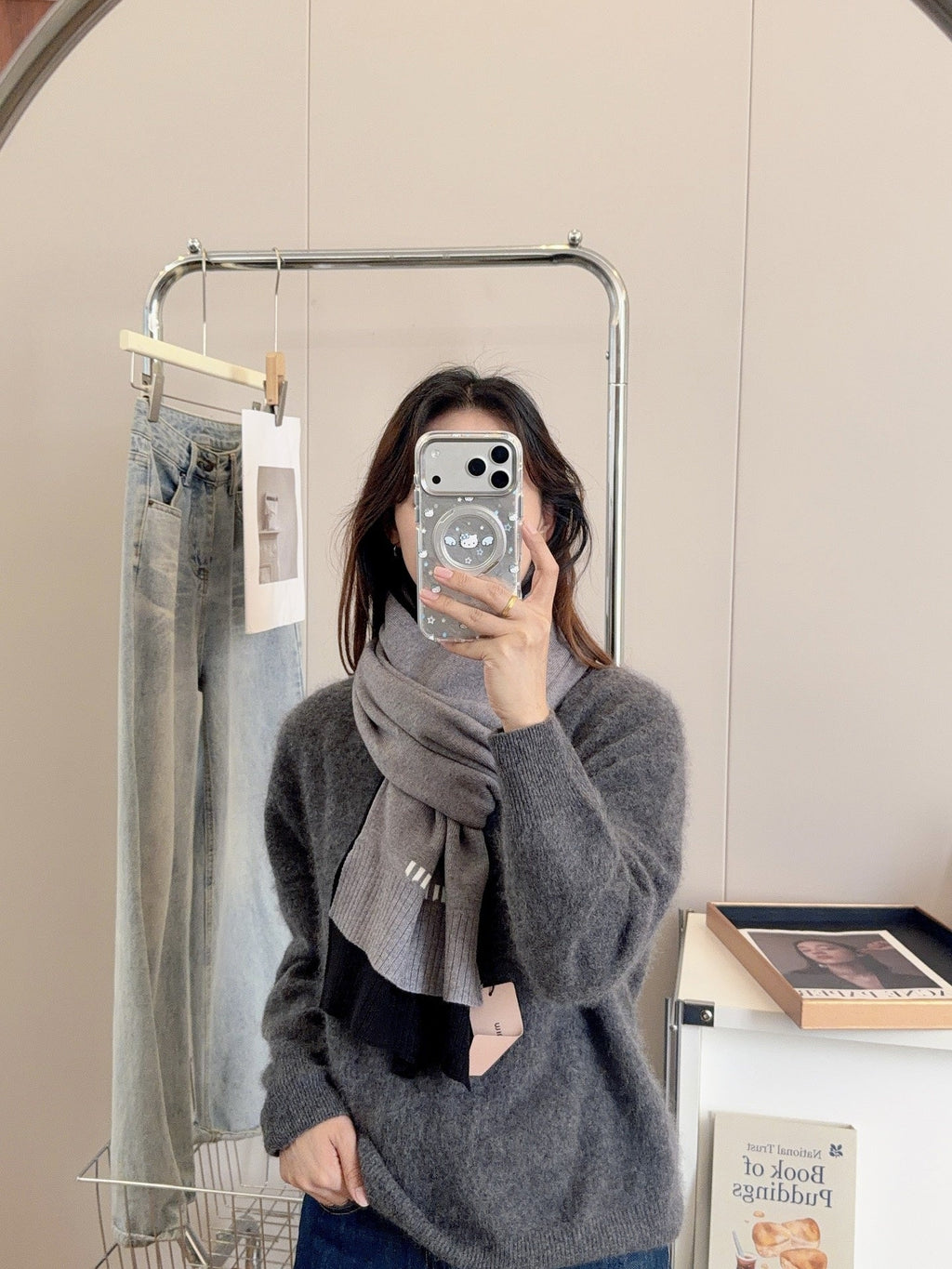 Miu Miu Style Two-Tone Rib-Knit Scarf