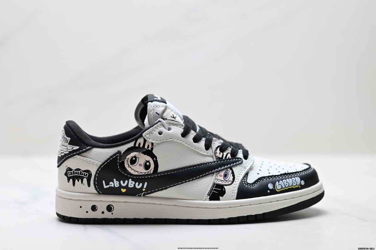 Nike Low-Top Sneakers White Black Cartoon Unisex Collaboration Edition Style 34