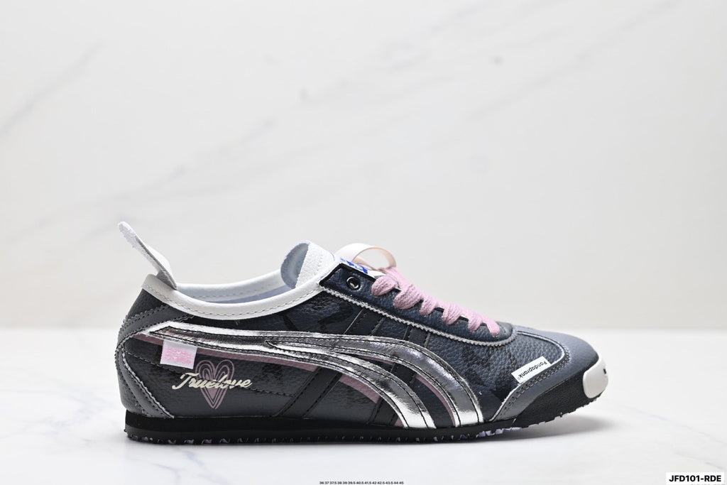 Onitsuka Tiger Retro Low Top Black Pink Silver Unisex Shoes Style 25