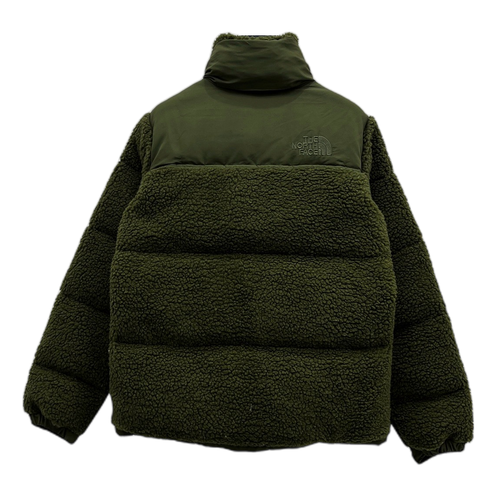 The North Face Fleece-Panel Stand-Collar Puffer Jacket in Olive