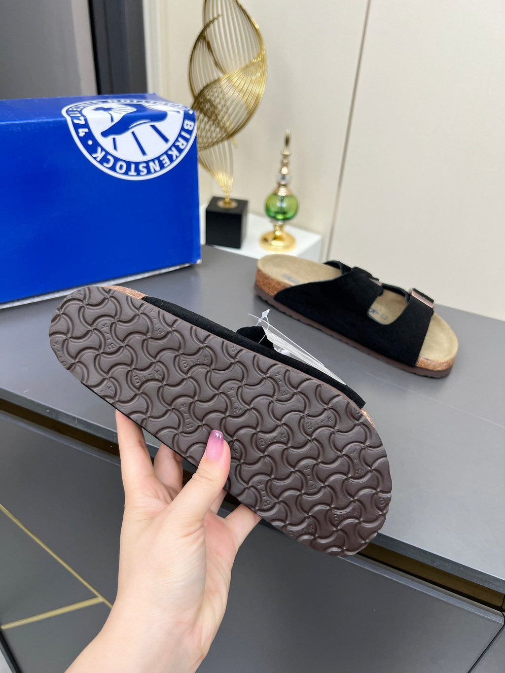 Birkenstock Black Two-Strap Slide Sandals