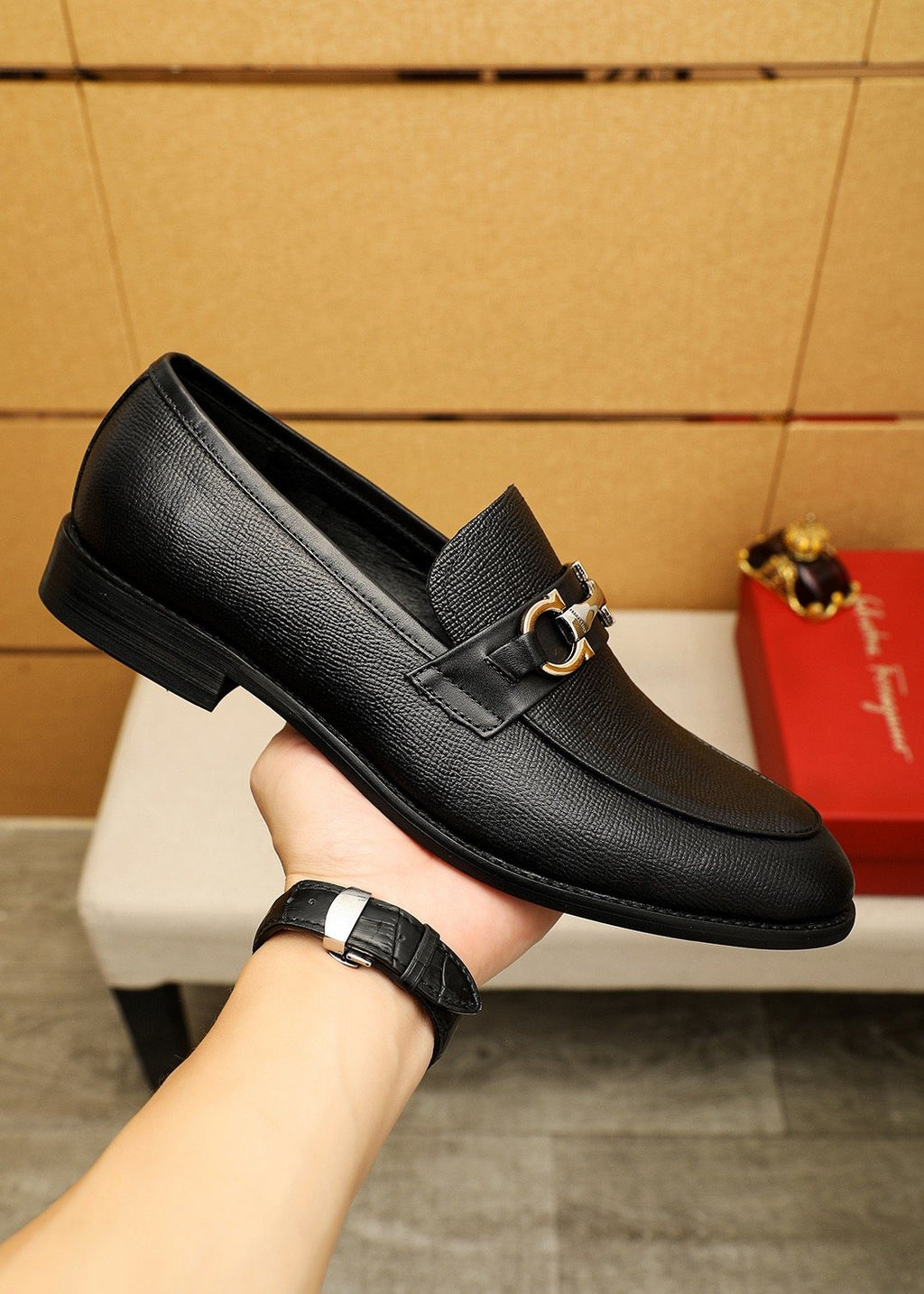 Ferragamo Men's Black Bit Loafers - Low-Profile Sole