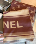 Chanel Burgundy Beige Motif Scarf