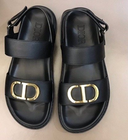 Dior Men's Black Gold-Tone Hardware Sandals