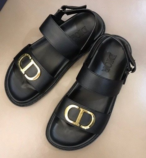 Dior Men's Black Gold-Tone Hardware Sandals