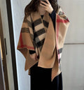 Burberry Beige Plaid Fringed Shawl
