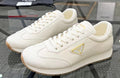 Prada White Beige Low-Top Sneakers