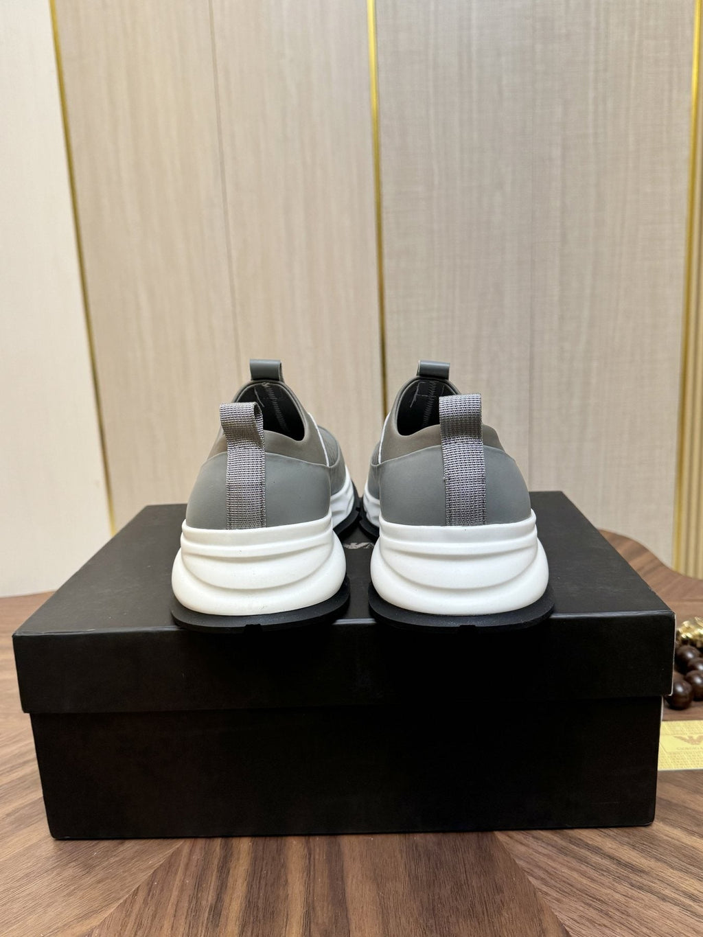 Emporio Armani Gray Slip-On Sneakers