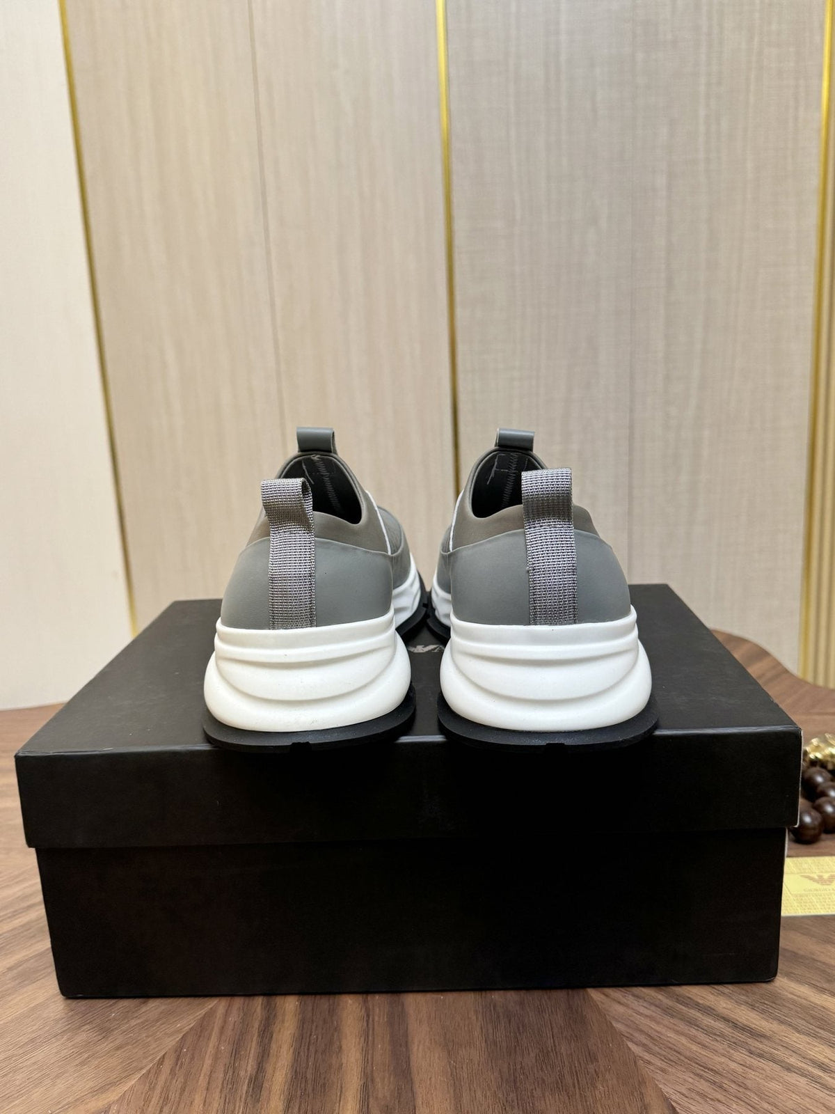 Emporio Armani Gray Slip-On Sneakers