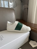 Valentino White and Green Studded Low-Top Sneakers
