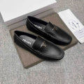 Prada Black Triangle Plaque Loafers