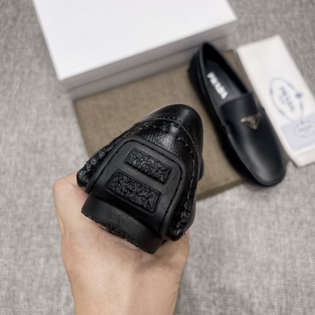 Prada Black Triangle Plaque Loafers