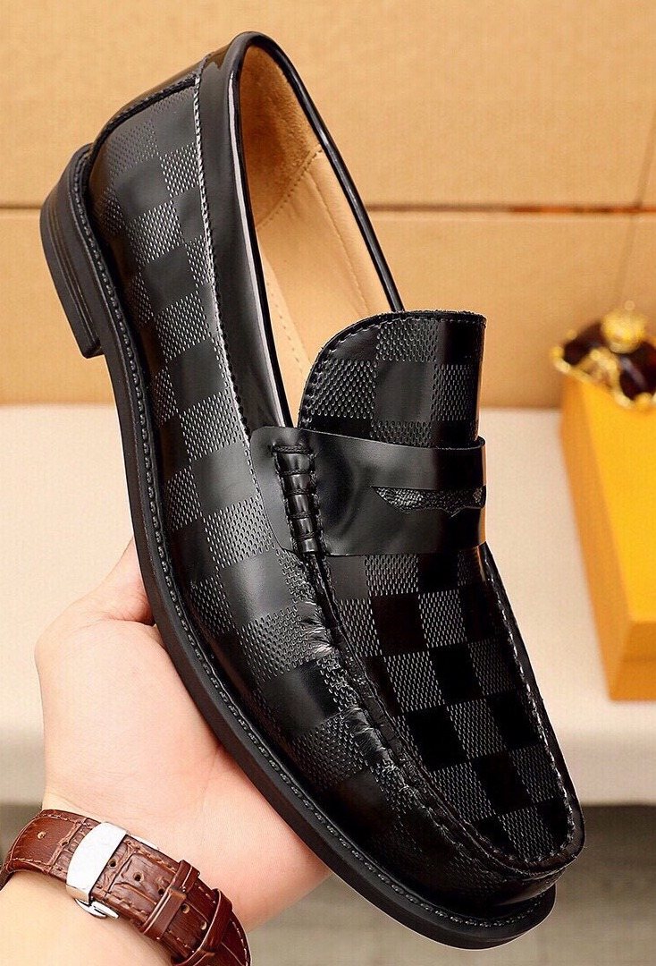 Louis Vuitton Checkerboard Penny Loafers - Black and Dark Brown