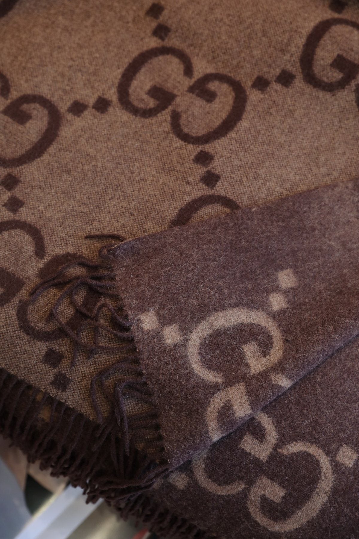 Gucci Brown Fringed Poncho