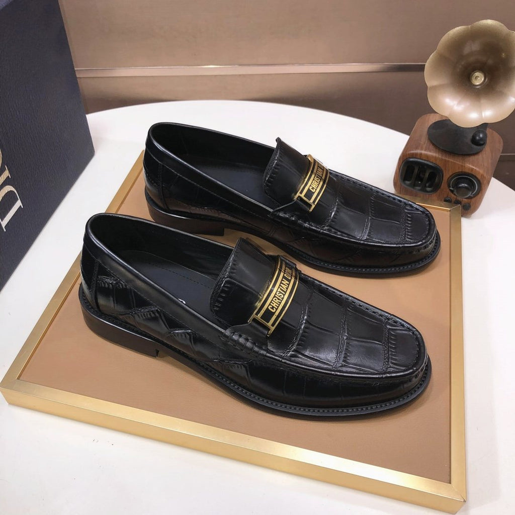 Dior Black Embossed Loafers