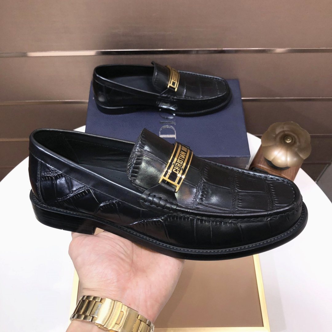 Dior Black Embossed Loafers