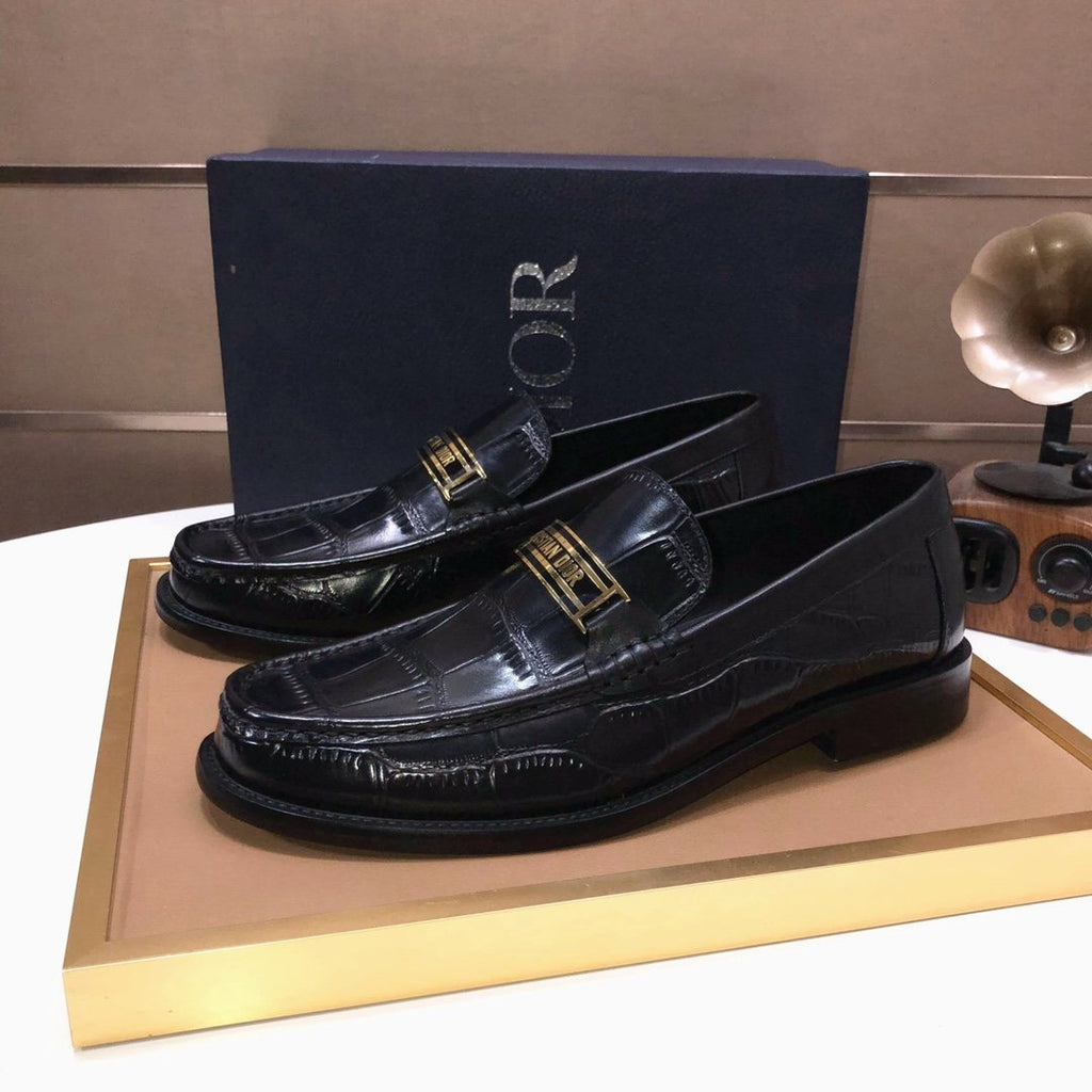 Dior Black Embossed Loafers