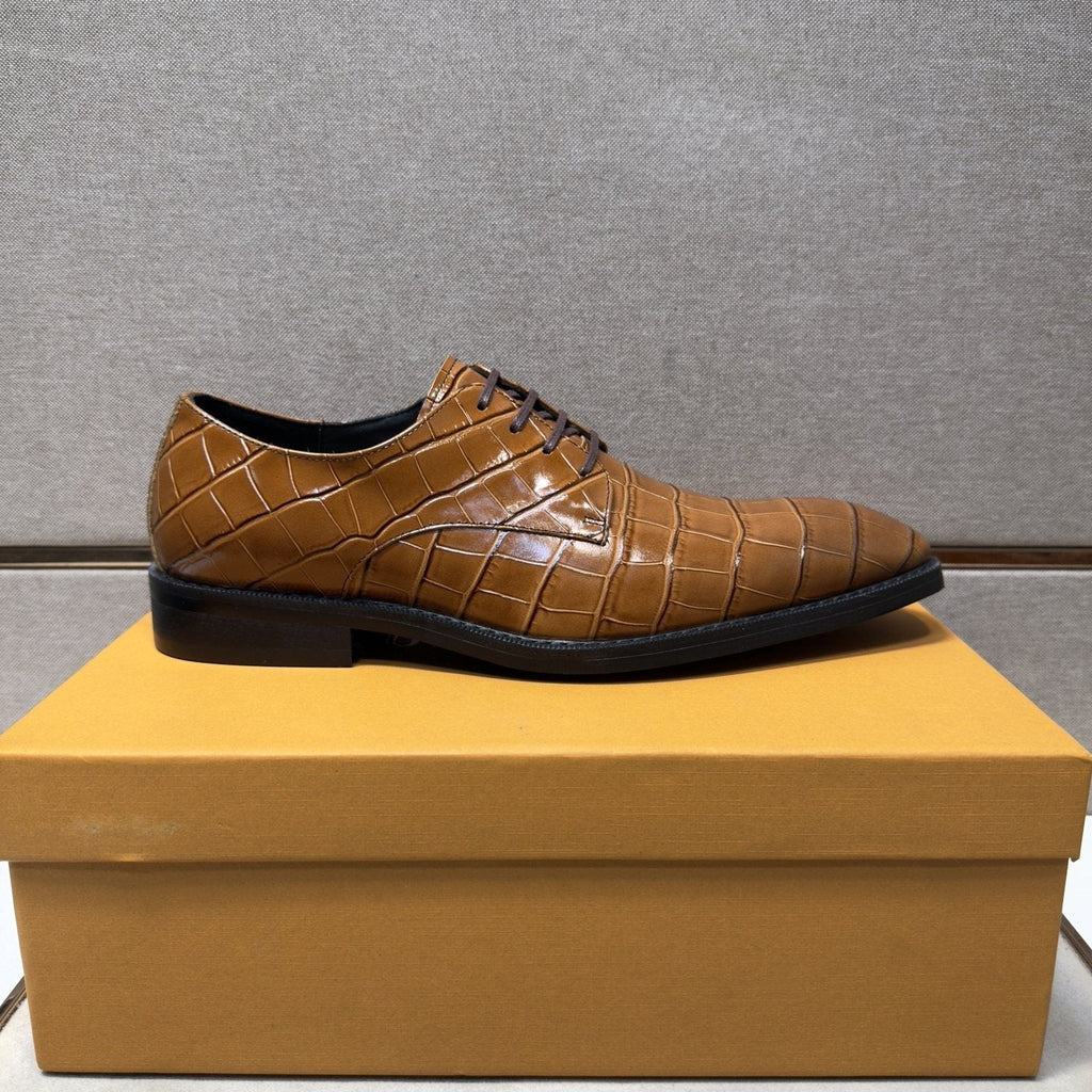 Louis Vuitton Men's Crocodile-Embossed Lace-Up Dress Shoes