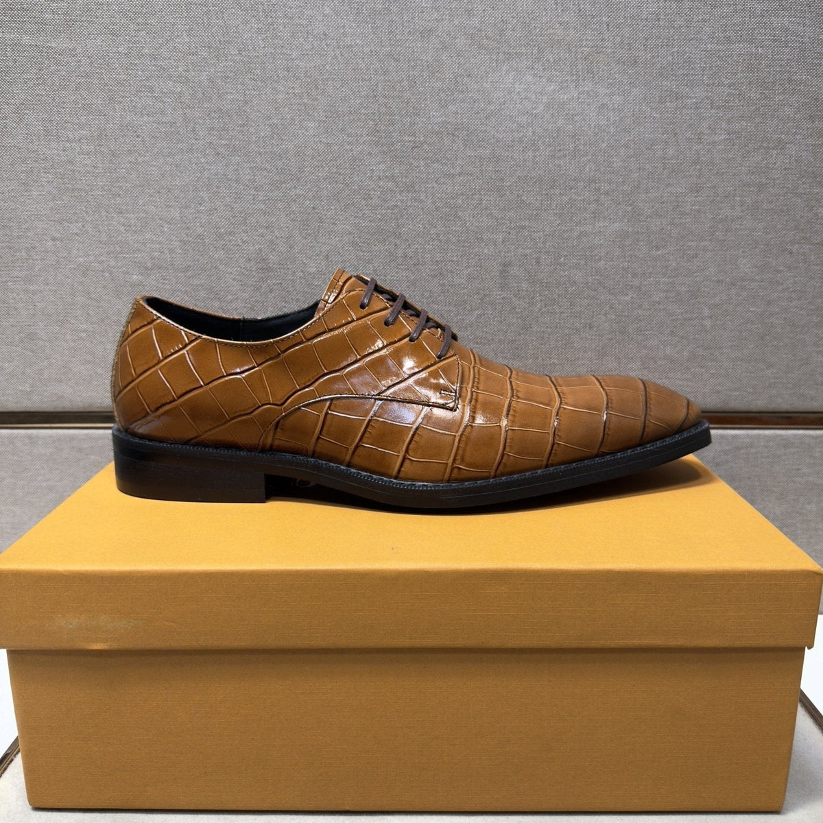 Louis Vuitton Men's Crocodile-Embossed Lace-Up Dress Shoes