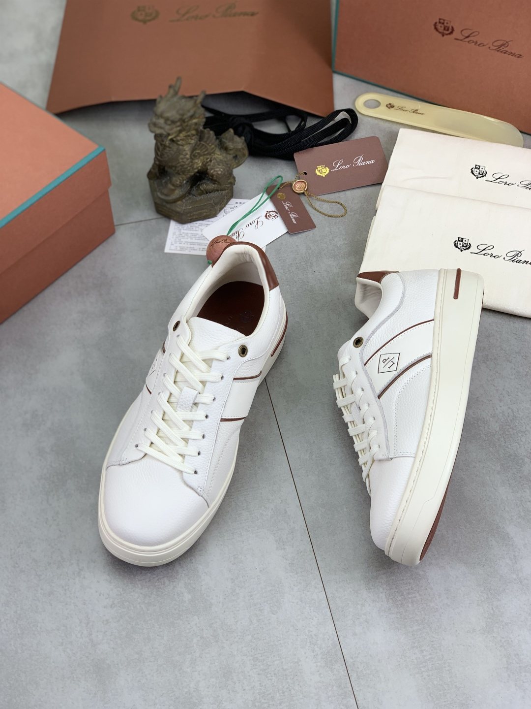 Loro Piana Low-Top Sneakers with Brown Accents