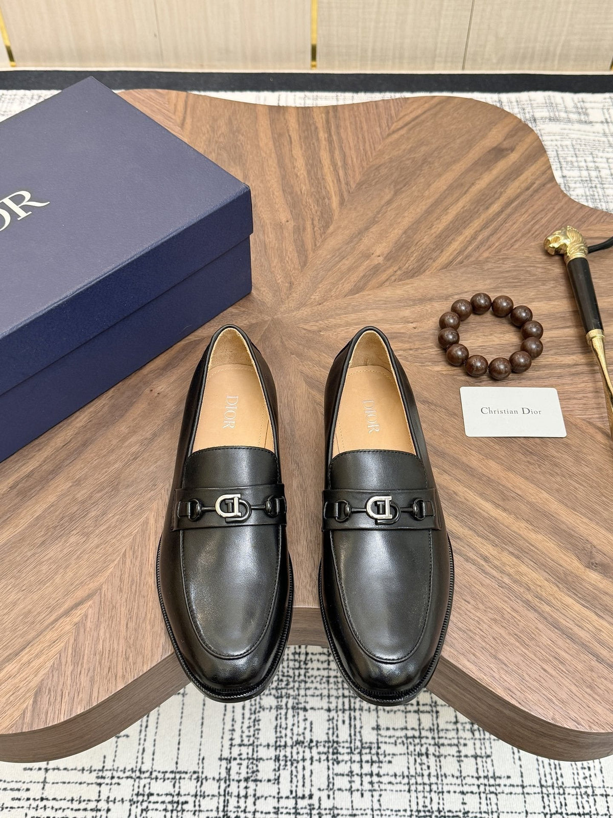 Dior Black Buckle Loafers - Black Leather Upper