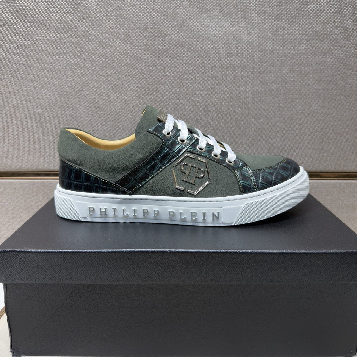 Philipp Plein Men's Monogram Panel Low-Top Sneakers